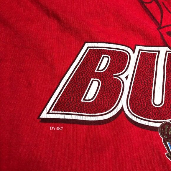 Vintage 90s Chicago Bulls T Shirt XL Red Michael Jordan 1996 Champion - Picture 10 of 10